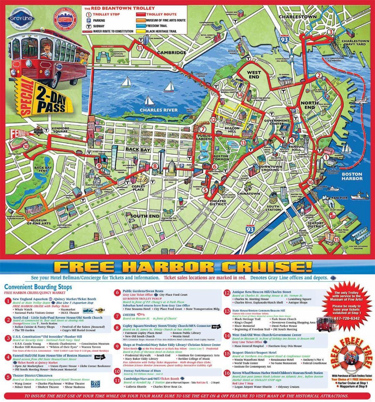 波士顿跳上跳下巴士旅游地图